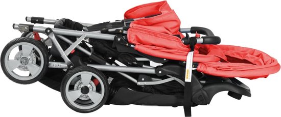 vidaXL - Kinderwagen - dubbel - staal - roze - en - zwart van Vidaxl