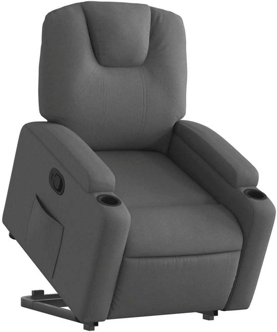 vidaXL Stand Up Chair Adjustable Fabric Dark Grey, Stand Up Aid Armchair, Armchair for Elderly, Electric Stand Up Aid Chair