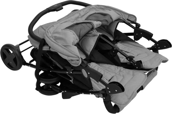 vidaXL - Tweelingkinderwagen - staal - donkergrijs van vidaXL