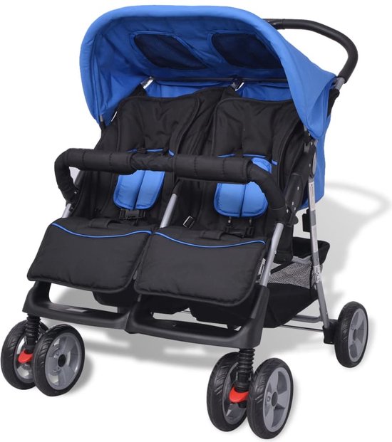 vidaXL - Tweelingwagen - staal - rood - en - zwart van Vidaxl