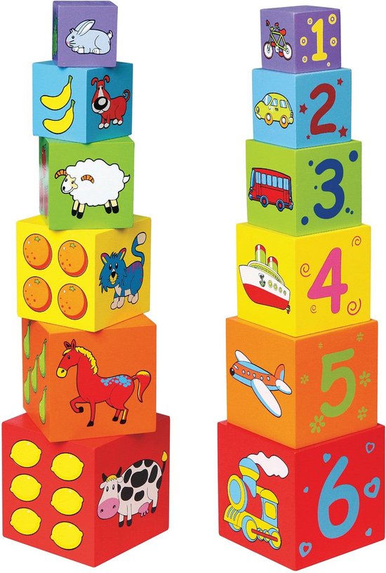 Viga Toys - Stapeltoren - 6 blokken van Viga