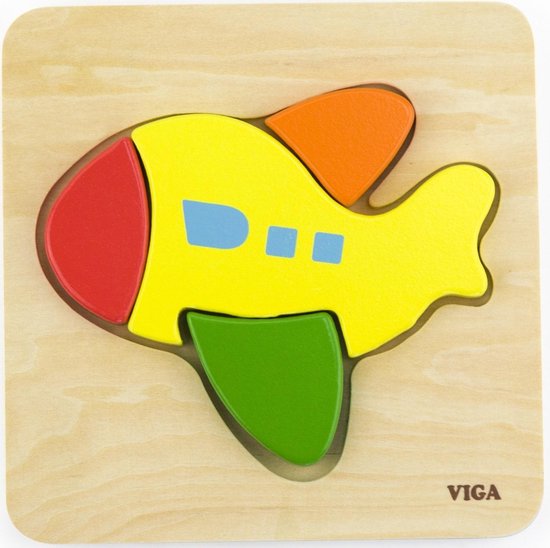 Viga Toys - Vormenpuzzel - Vliegtuig van Viga