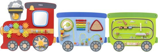 Vigatoys - Houten - Wandspeelbord - Trein - Lengte 190cm van Viga