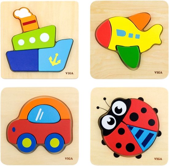 Vigatoys - Vormenpuzzelset - 4-delig van Viga