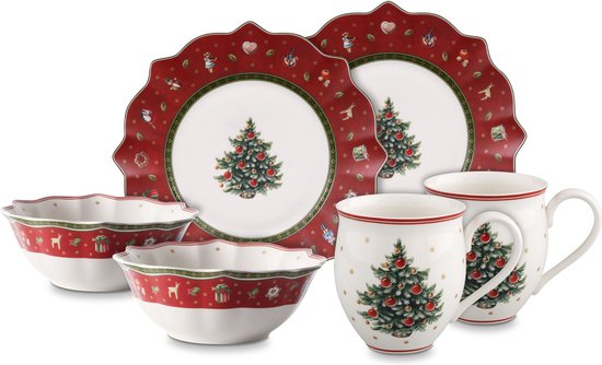 Villeroy & Boch Toy's Delight Breakfast Ontbijtset Kerst - 6-delig - Rood