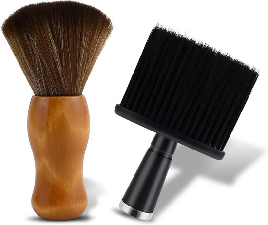 VINEST 2 stuks zachte kappersborstel, handvat van hout, nekkapper-haarkwast, professionele kapperaccessoires, draagbare kapperskwast, kappersbenodigdheden voor kappersbenodigdheden voor de van Merkloos