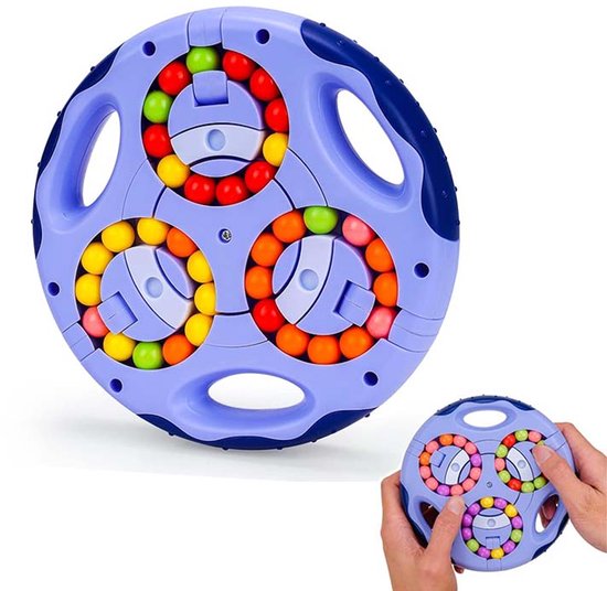 Vingerdraai Fidget Speelgoed - Dubbelzijdig Draaibaar Kraal Puzzel - Stressverlichtend & Educatief voor Kinderen, Tieners en Volwassenen - Blauw