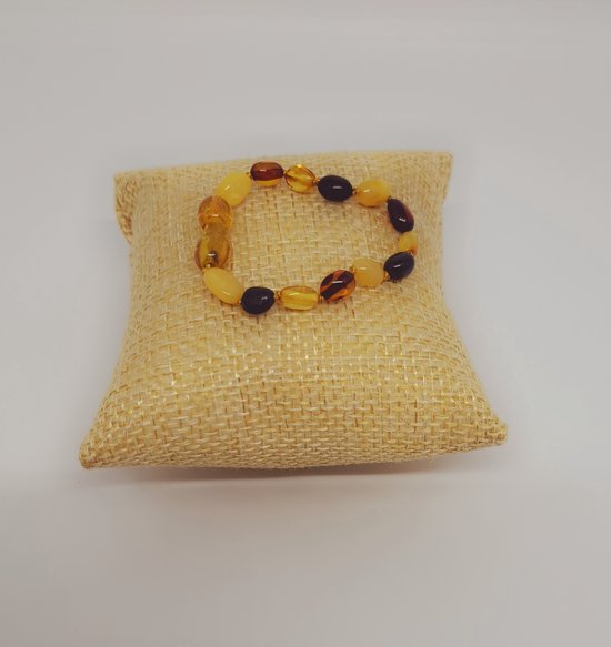 Vinnies-Barnsteen Armband - Baby - Geknoopte Kralen - Popsluiting van Vinnies