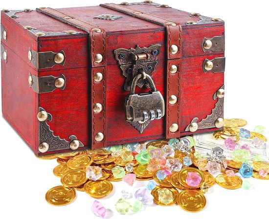 Vintage Houten Schatkist met Cijferslot - Decoratieve Opslagoplossing van Vintage