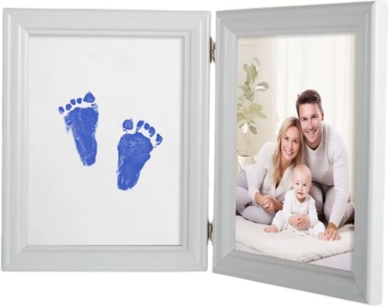 VIONEA Baby voetafdruk met 7 drukvellen - Baby handafdruk - baby afdrukset - Inktloos - Blauw van Merkloos