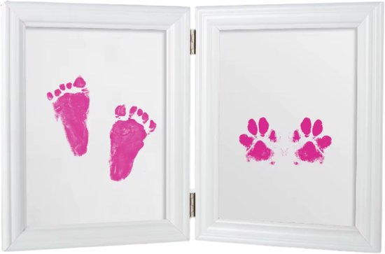 VIONEA Baby voetafdruk met 7 drukvellen - Baby handafdruk - baby afdrukset - Inktloos - Roze van Merkloos