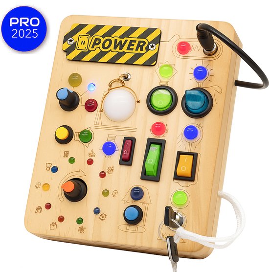 Vionel Montessori Speelbord - Montessori Busy Board - Activity Board - Montessori Houten Speelgoed - Sensorisch Educatief Speelgoed voor Baby's en Peuters - Activiteitenbord van Merkloos