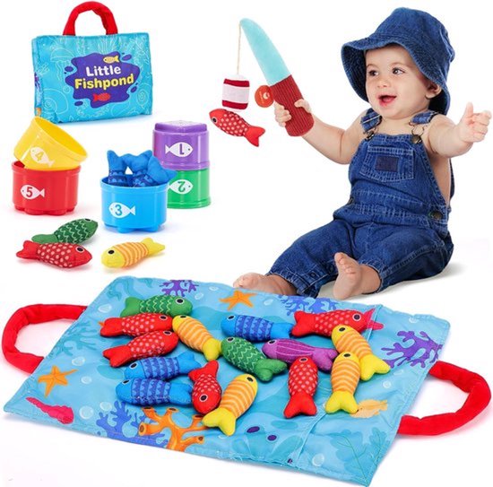 Vissenspel - Montessori Speelgoed voor kinderen van 6-12 maanden - Sensorisch Visspel - Fijne Motoriek - educatieve spellen MyBabyCarrier