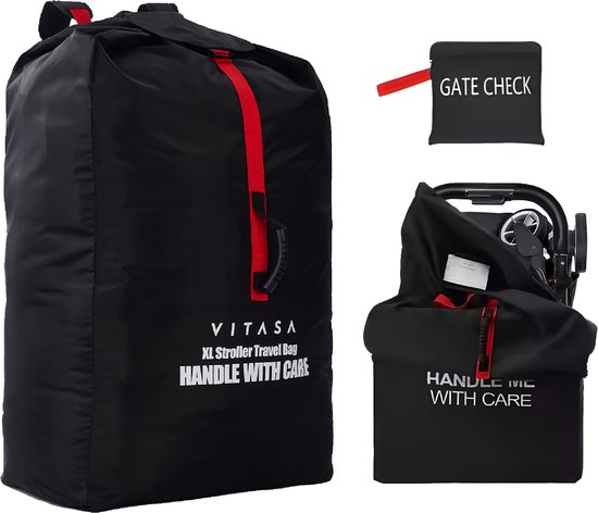 Vitasa Kinderwagen Reistas Vliegtuig – Transporttas Buggy Waterdicht – Stroller Bag XL – Opbergtas 60 x 120cm - Travel Bag Zwart