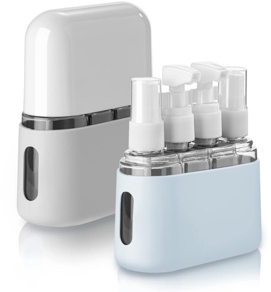 Vitdipy - 8 STUKS - Reisflessen voor Toiletartikelen - Knijpflessen en Sprayflessen - Met Opbergdoos - Reisflessenset met 4-in-1 functie - Voor zakelijk of persoonlijk gebruik op reis van Merkloos