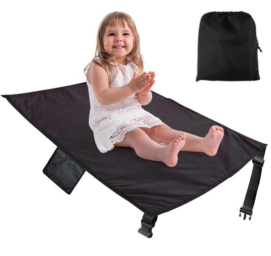 Vliegtuigbedje-vliegtuig bedje baby-Draagbaar - Voetensteun voor kinderen in het vliegtuig - Essentiële reisartikelen voor kinderen in het vliegtuig - Vliegtuigbed voor peuters - Stoelverlenger (grijs met trekkoord) van Simxen