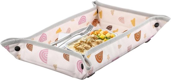 Vliegtuigdienblad voor kinderen - Reis dienblad - Eten en spelen - Waterdicht en hygiënisch - 40 x 30 cm - Regenboog