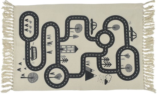 Vloerkleed verkeer speelkleed multicolor 80x120cm auto weg. van Merkloos