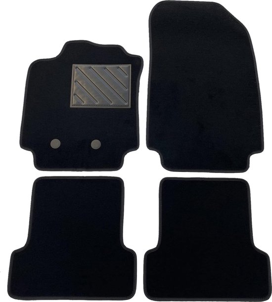 Vloermatten voor Renault Clio 3 2005 > 2012/Clio 3 Grandtour 2008 tot 2013, antislip, versterkte rubberen hielkussen, bevestigingsknoppen van Rezaw-Plast