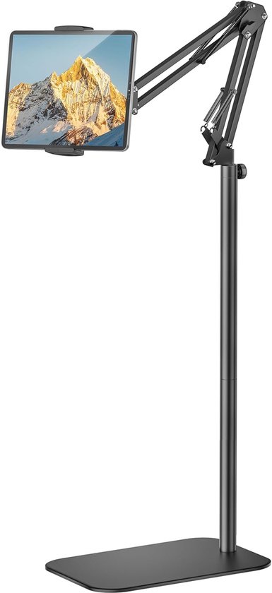 vloerstandaard, 360-graden opvouwbare iPad-standaard, verstelbare tabletstandaard voor iPad/Kindle/telefoon/Tabs/E-readers of andere 4,7 ~ 12,9-inch schermapparaten (zwart)
