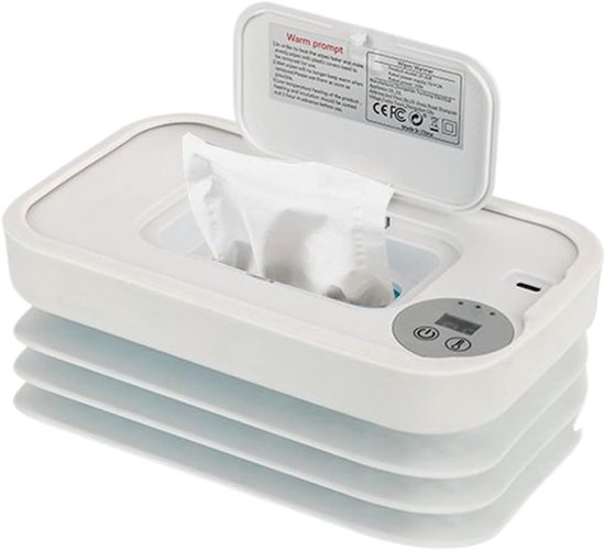 Vochtige Doekjes Verwarmer - Draagbare Dispenser - Onderweg Warm Houden - Snelle USB Verwarming - 20x12cm - Wit