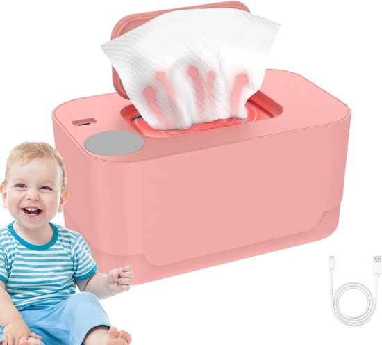 Vochtige Doekjes Warmer - Luierwarmer Baby - Babyverzorging Thuis - Gelijkmatige Warmte - Tot 80 Doeken - Roze