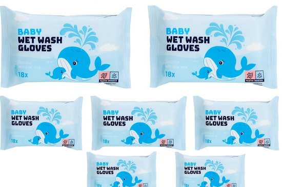 Vochtige washandjes Sensitive 18 stuks X7 van Merkloos
