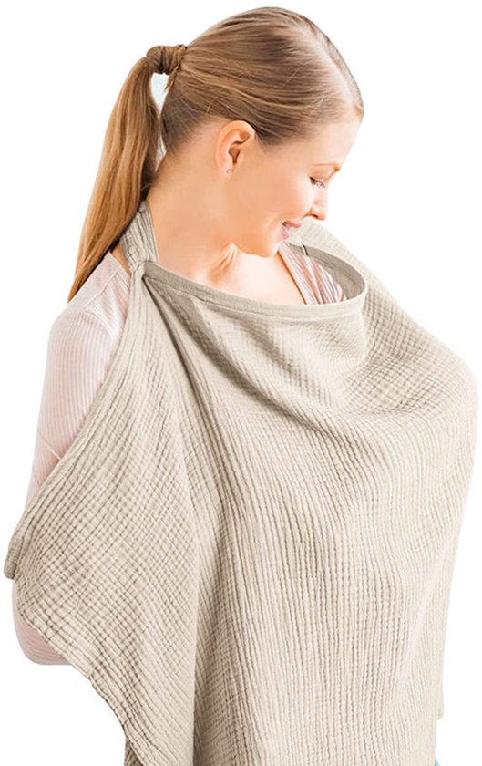 Voedingsdoek - Borstvoedingsdoek - Borstvoeding Doek - Borstvoeding sjaal - borstvoedingsschort - Voedingscape - Afschermdoek - 75*95 cm - Katoenen - Verstelbaar - Uitwasbaar - Kraamcadeau - Borstvoedingsaccessoires - Khaki - 75*95cm van Merkloos