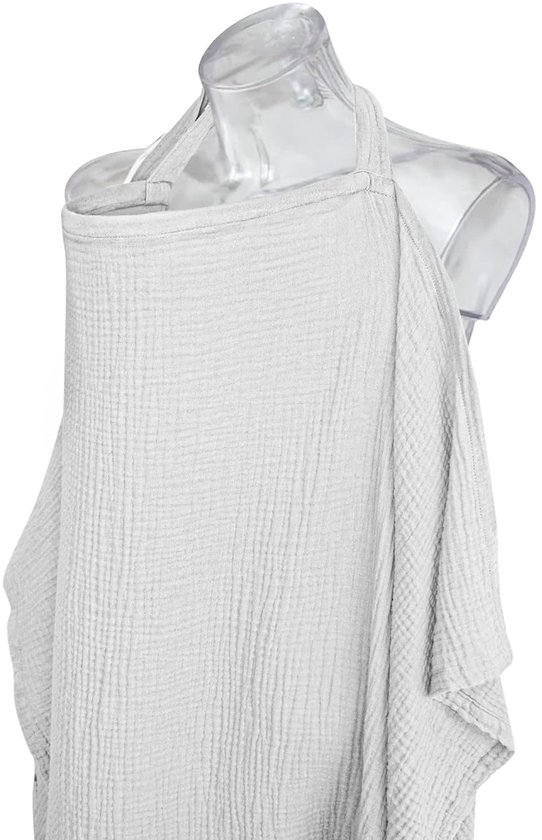 Voedingsdoek - Borstvoedingsdoek - Borstvoeding Doek - Borstvoeding sjaal - borstvoedingsschort - Voedingscape - Afschermdoek - Lichtgrijs - 71*95 cm - Katoenen - Verstelbaar - Uitwasbaar - Kraamcadeau - Borstvoedingsaccessoires van Callenbach Kids