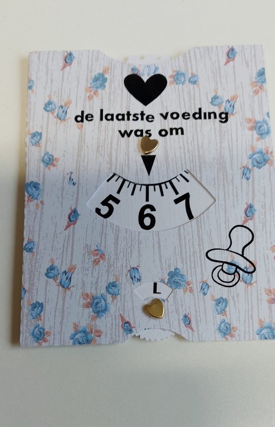 Voedingskaart gebloemd, Baby, Kraamcadeau, Babyshower, Cadeau, Voedingskaart van Merkloos