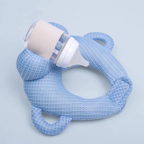 Voedingskussen Geschikt voor flessenhouder, ergonomisch ontworpen Geschikt voor comfortabel voeden, verstelbaar en wasbaar, blauw.