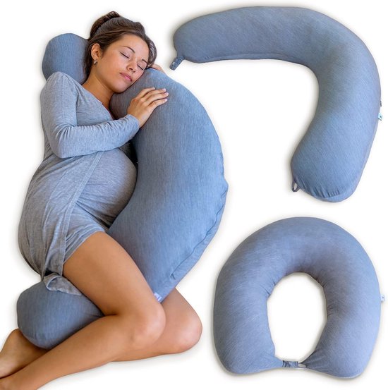 Voedingskussen XXL - multifunctioneel zwangerschapskussen, zijslaapkussen met verkoelende hoes (105 * 36 * 21cm), kussen zwangerschap van Litollo