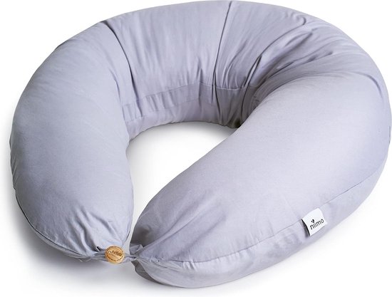 Voedingskussen, zwangerschapskussen om te slapen, zijslaapkussen, XXL, 100% katoenen hoes, multifunctioneel grijs van Merkloos