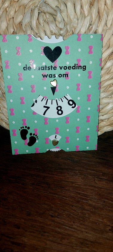 Voedingsschijf groen met roze strikjes, Voedingskaart, hulp schijf voeding, Borstvoeding, Cadeau, Kraam cadeau, Baby, Babyshower, Voedingskaart van LittleBeasts