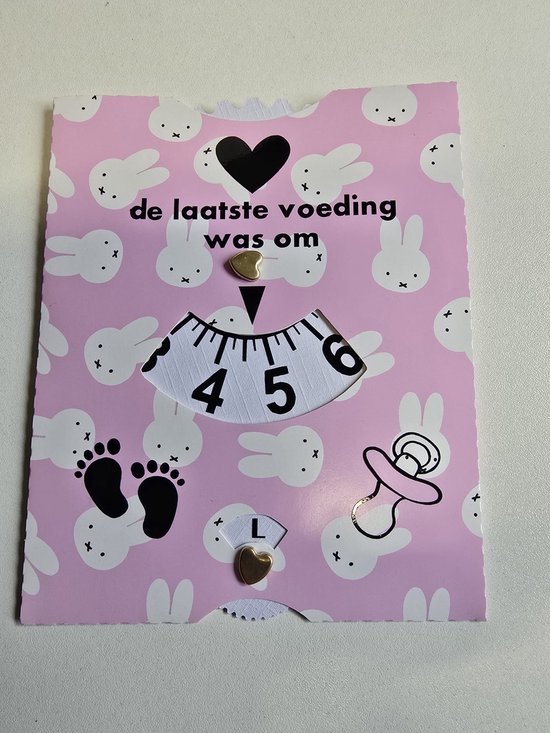 Voedingsschijf met konijntjes in het roze, Voedingskaart, hulp schijf voeding, Borstvoeding, Cadeau, Kraam cadeau, Baby, Babyshower, Voedingskaart, XLX® van XLX®