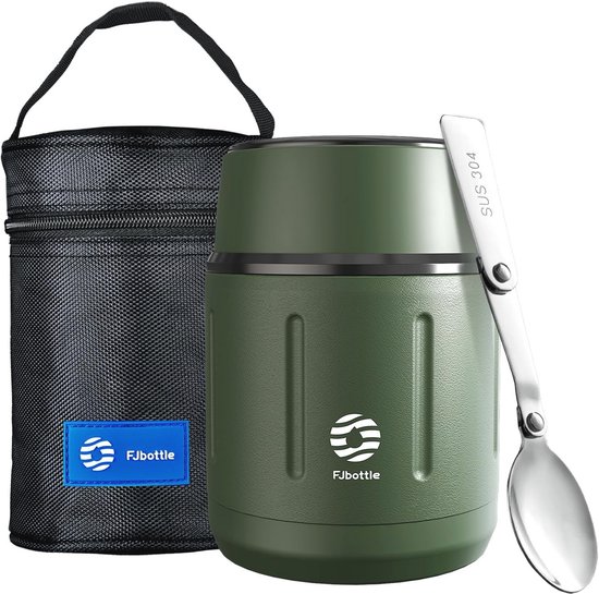 Voedselcontainer 500ml - Draagbare Thermische Soepfles voor Warm en Koud Voedsel met Isolerende Tas