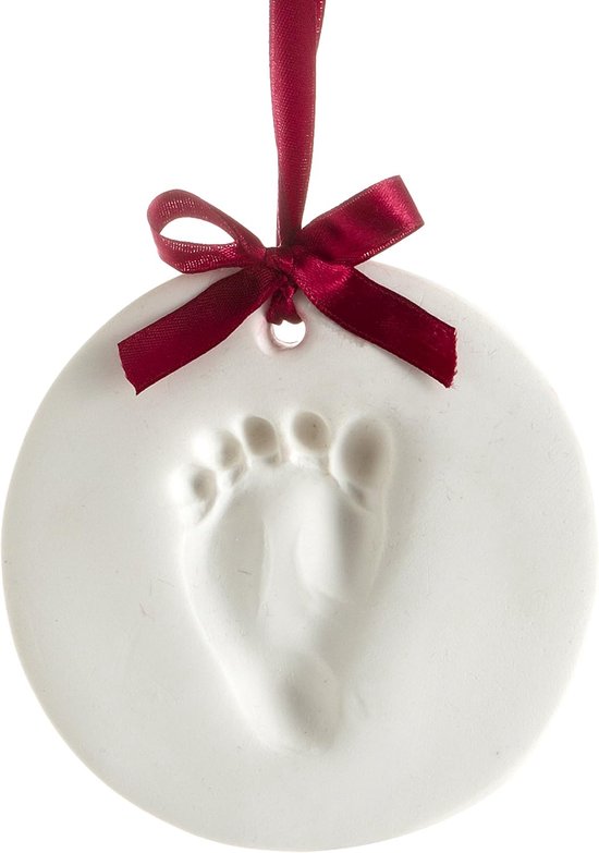 Voetafdruk- en handafdrukset van klei, souvenirornament, doe-het-zelf handafdrukmalset, geschikt voor baby's of huisdieren van 0-1 jaar, wit. van Pearhead