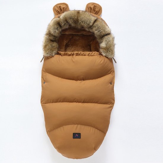 Voetenbeschermers voor kinderwagen - Verdikte voetenbeschermers - Warm en comfortabel - Wind- en waterdicht - Bescherming tegen kou en warmte - Wasbaar -100*46cm-Bruin van Merkloos