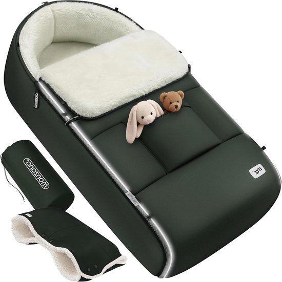Voetenzak Baby - Babyslaapzak Kinderwagen - Warm en Droog - Handwarmers voor Ouders - 90 cm - Grijs Groen