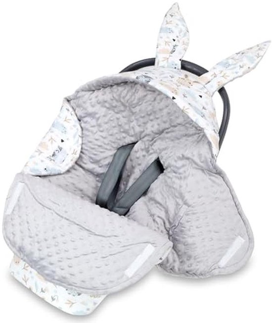 Voetenzak Baby Deken 90x90cm voor Autostoeltje of Kinderwagen Ademend en Licht Minky Grijs van Merkloos