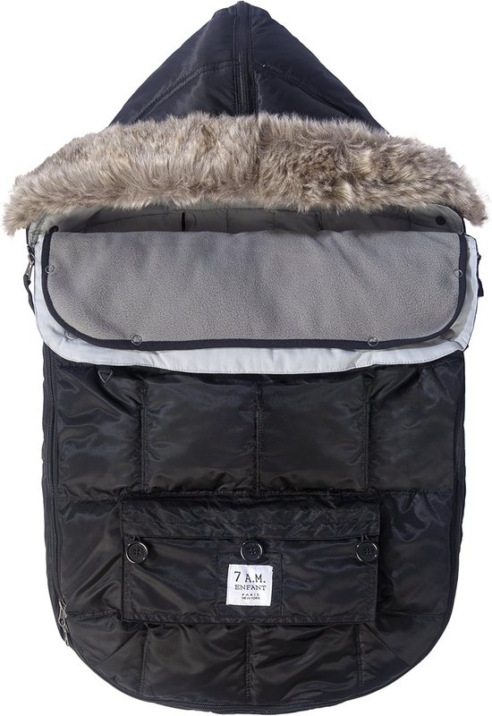 Voetenzak - Baby deken - Onderweg warm - Afneembare deken - 106 cm - Zwart