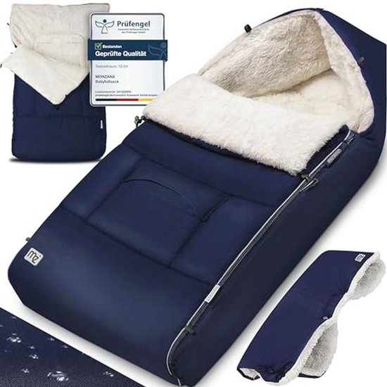 Voetenzak Baby met Handwarmers en Reflectoren voor Kinderwagen en Autostoel - Winter Slaapzak Marineblauw van Merkloos