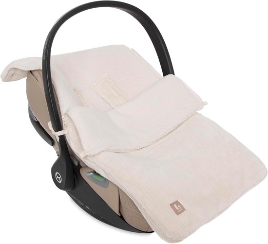 Voetenzak Cloudy Rib - Babyzak Autostoelhoes - Warm Blijven - Ribstof met Teddyvoering - 42 x 82 cm - Oatmeal