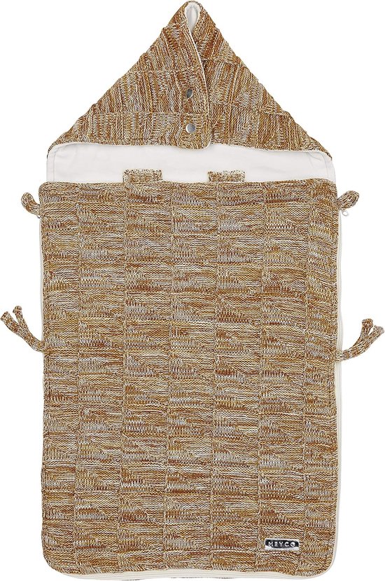 Voetenzak Gebreid - Baby Dekentje - Autostoel Baby - Drie- Vijfpuntsgordel - 82 x 40 cm - Okergeel Camel
