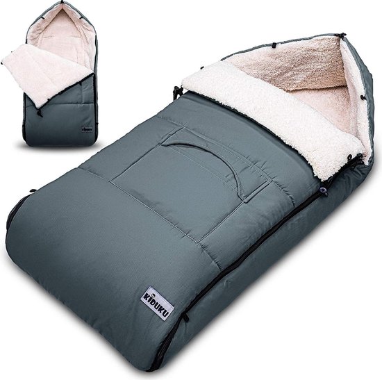 Voetenzak grijs - 95 x 50 cm - voetenzak voor kinderwagen - babyvoetenzak - kinderwagen voetenzak - wintervoetenzak - voetenzak met ristsluiting - wasbaar tot 30 °C van Dingy Weather