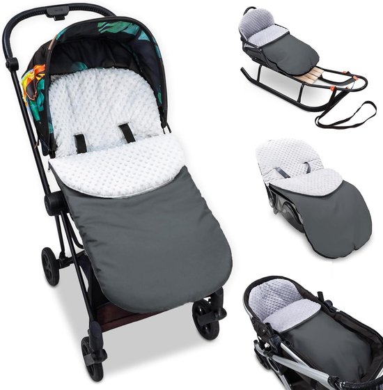 Voetenzak Kinderwagen - Baby Inleg - Winterse Uitjes - Waterafstotend - 90x45 cm - Donker Grijs