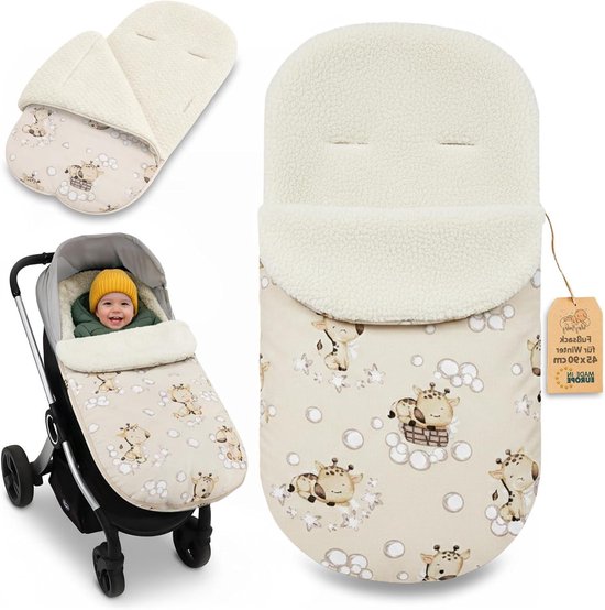 Voetenzak Kinderwagen - Baby Omslagdeken - Winterse Wandelingen - Waterafstotende Buitenkant - 90x45 cm - Giraffen