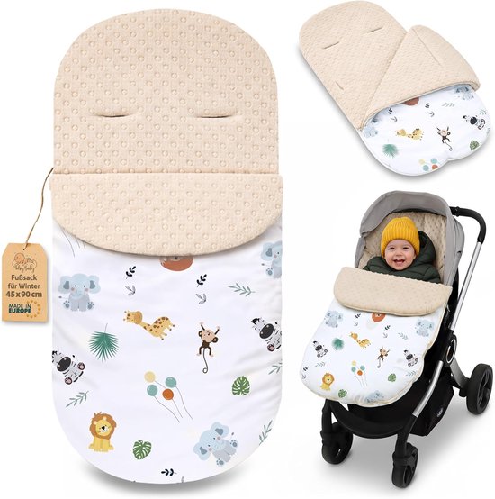 Voetenzak Kinderwagen - Baby Omslagdeken - Winterse Wandelingen - Waterdicht Minky Materiaal - 90x45 cm - Safari