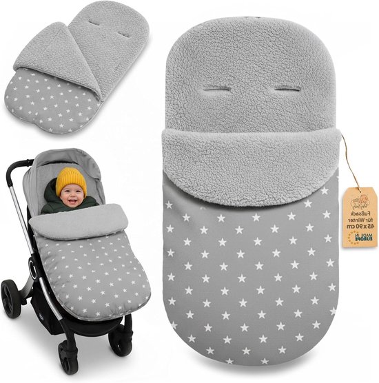 Voetenzak Kinderwagen - Baby Omslagdeken - Winterse Wandelingen - Wind- en Waterafstotend - 90x45 cm - Sterren en grijs