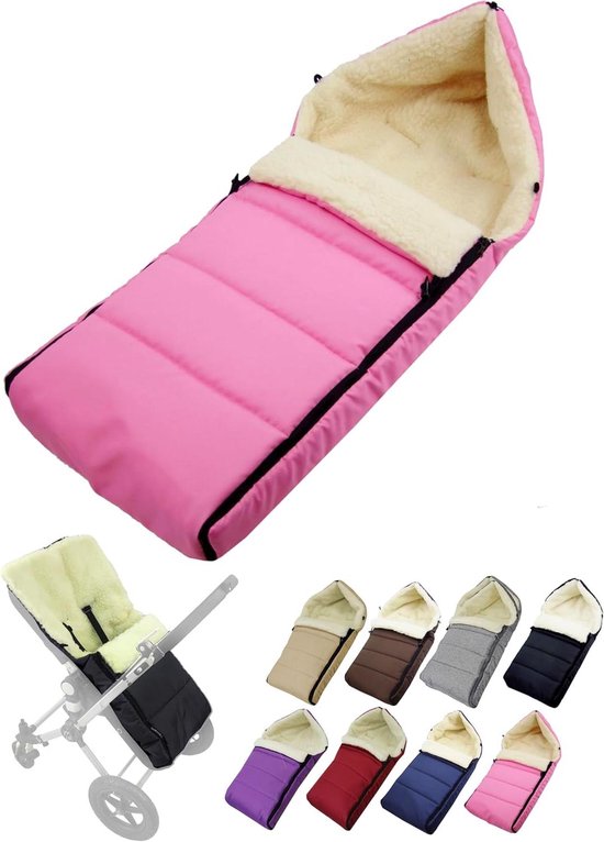 Voetenzak Kinderwagen - Baby Voetenzak - Warm Houden - Lamswol Binnenvoering - 108 cm - Roze